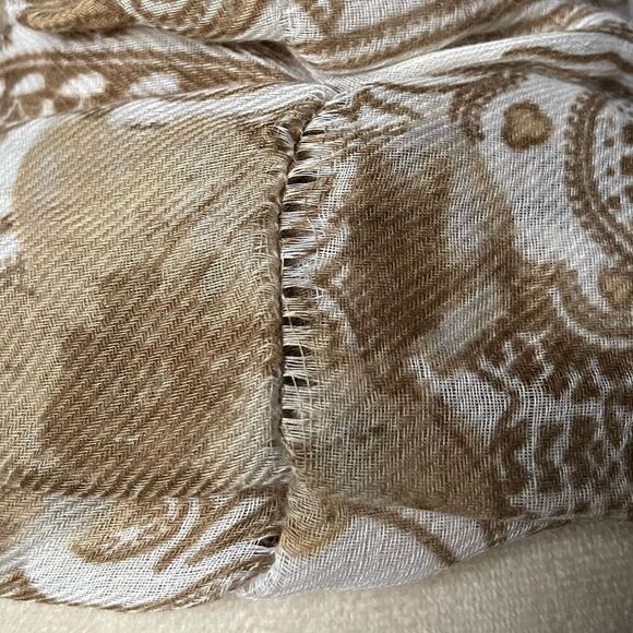 Infinity Scarf with Cream, Tan and White Paisley and Floral Designs (OS) - Picture 9 of 13